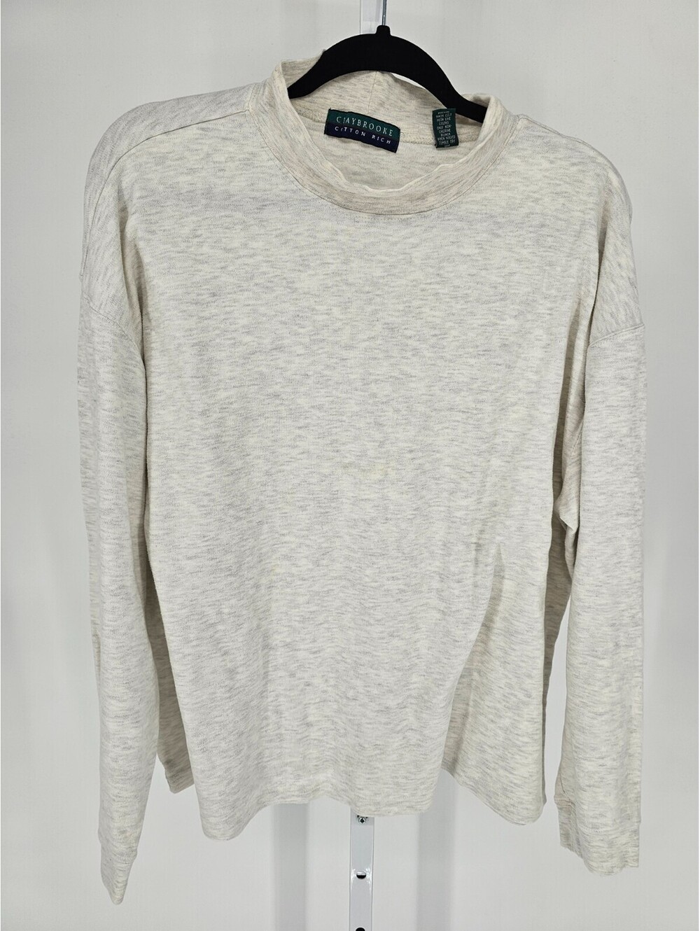 Claybrooke Mens Sz XXL Long Sleeve Mock Neck T Shirt Cream Heathered
